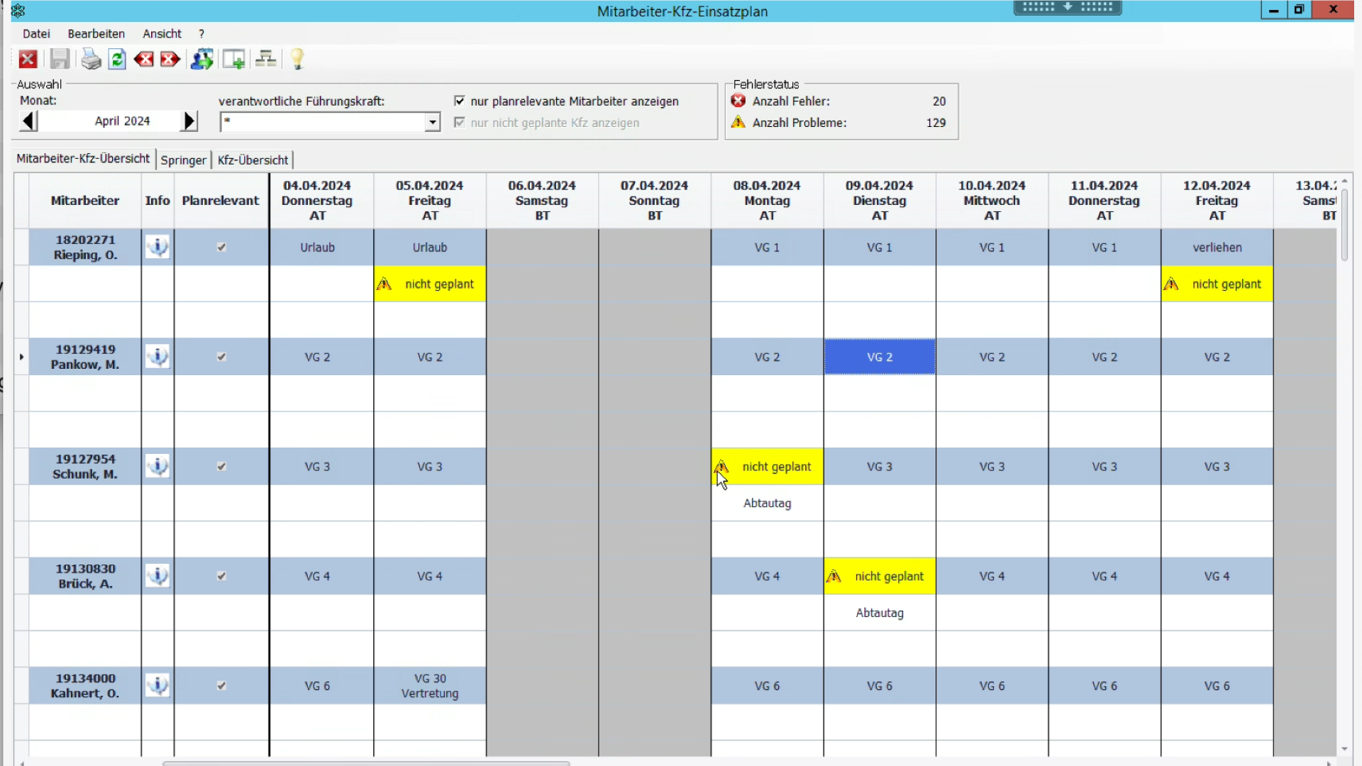 Legacy software screenshot with legacy process view and operator actions