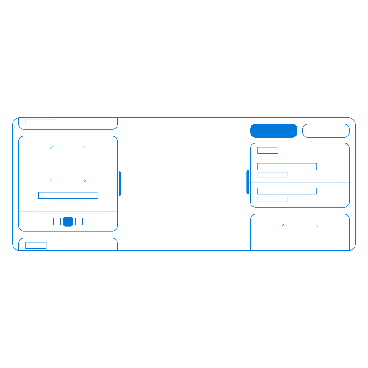 Left and right widget rails active at the same time while the center stays free for the main task