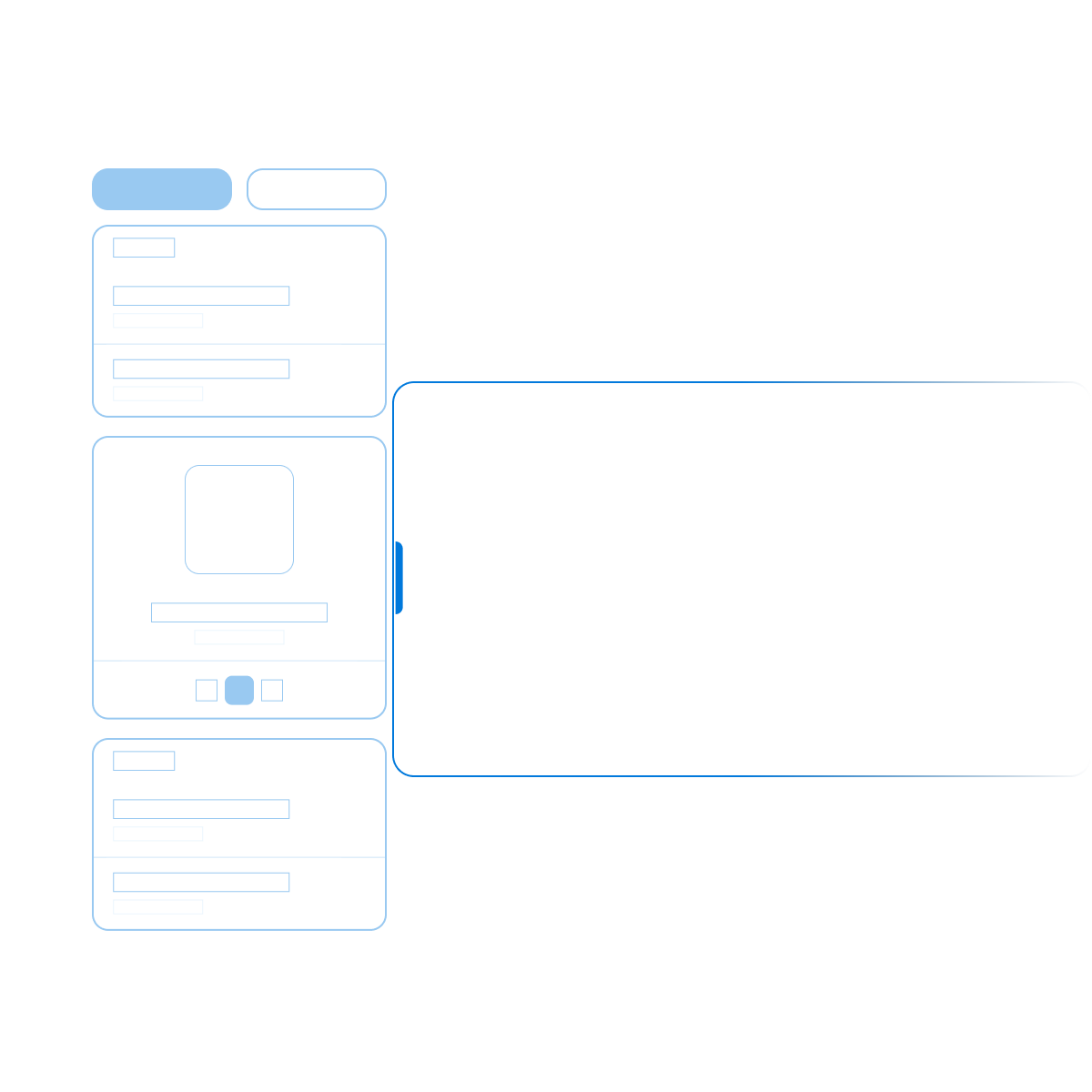 Collapsed widget rails hidden as slim handles at the screen edge